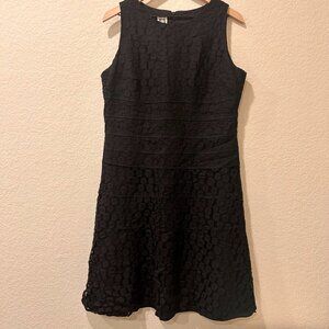 Anne Klein Black Swiss Dot Sleeveless Fit and Flare Dress Sz 14 Women's